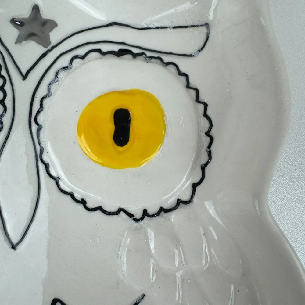 Anthropologie Francesca Kaye Halloween Magic Owl Ceramic Serving Decor Plate